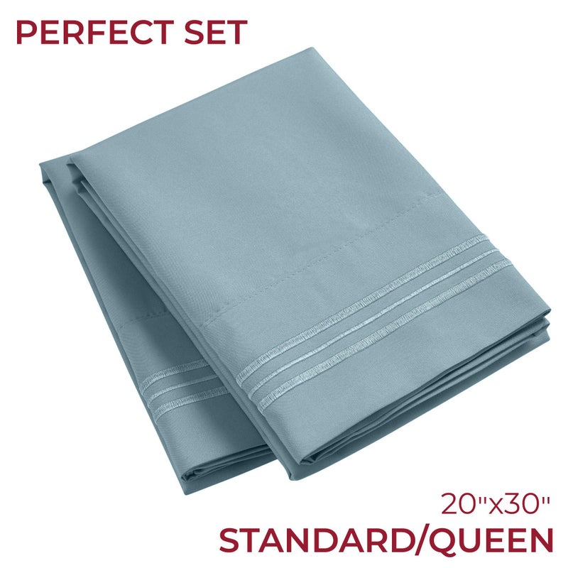 Mellanni Pillow Cases - Luxury, Extra Soft, Cooling Pillow Covers - 2 PC Iconic Collection Pillowcases - Envelope Closure (Standard/Queen 20"x30", Spa Blue) - Image 2